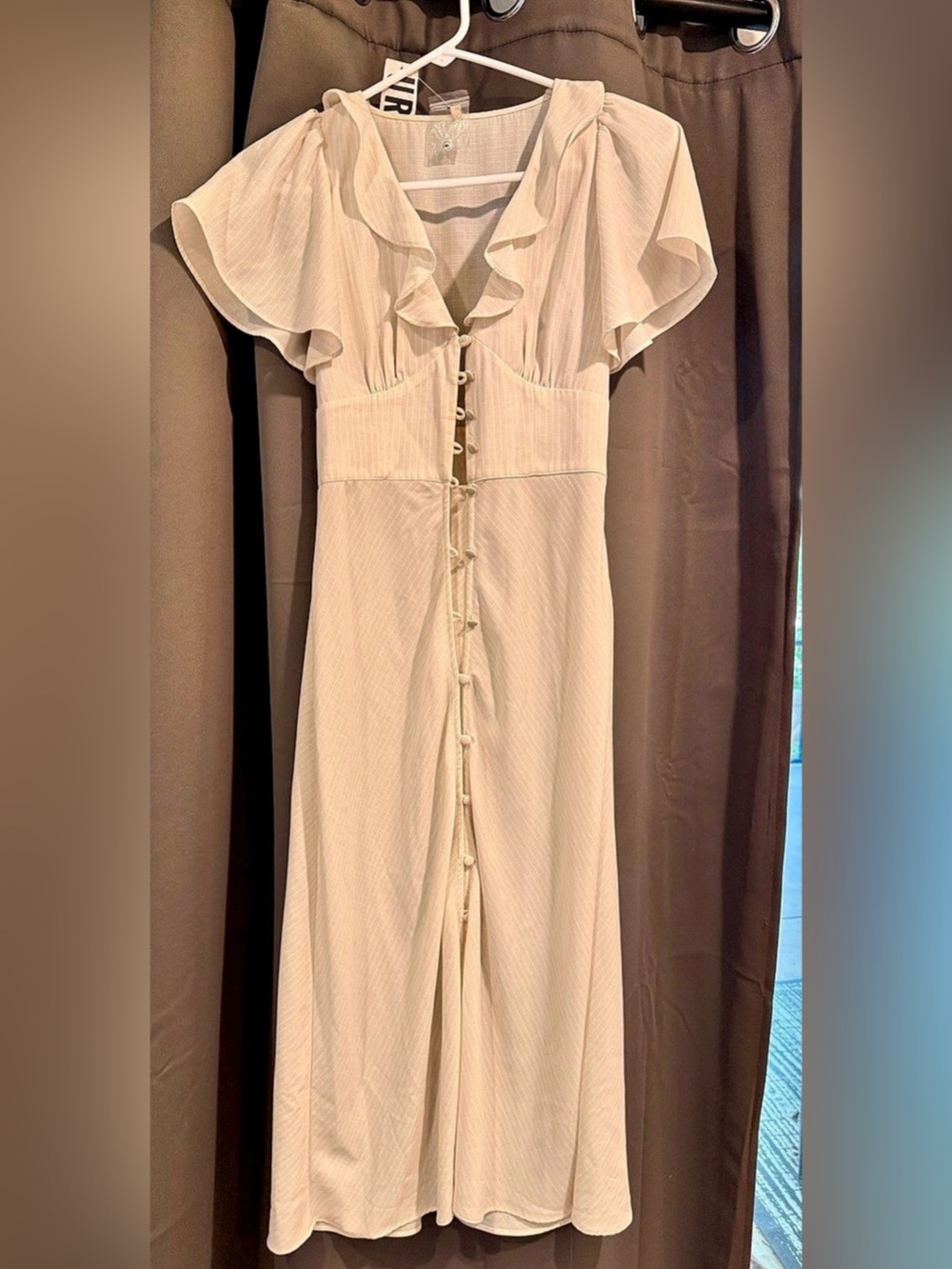 Urban Outfitters Ruffle Maxi Dress in Cream Size XS NWT